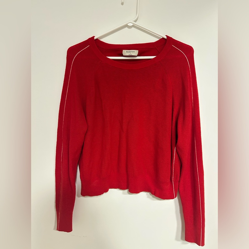 sporty chic red sweater